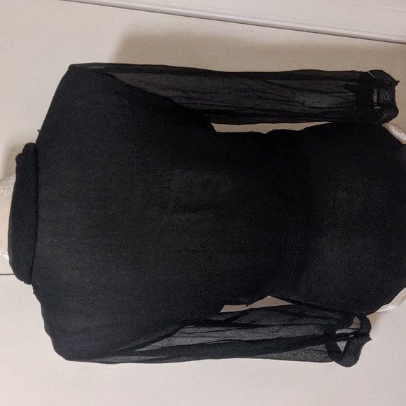 Elie Tahari Silk Tuxedo Fitted Black Shirt w Cream Lace details btwn Silk - Picture 3 of 8